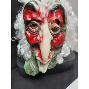 Halloween latex full head Witch Mask with hair Free shipping US fast ship